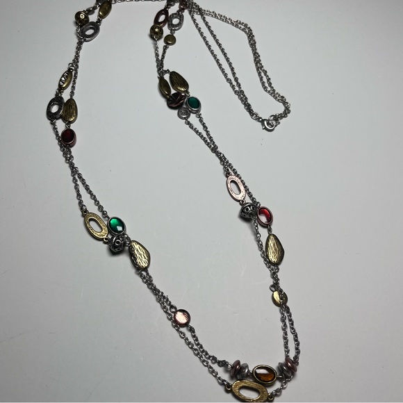 Long length 2-strands gold & colored jewels/18” - Picture 2 of 12